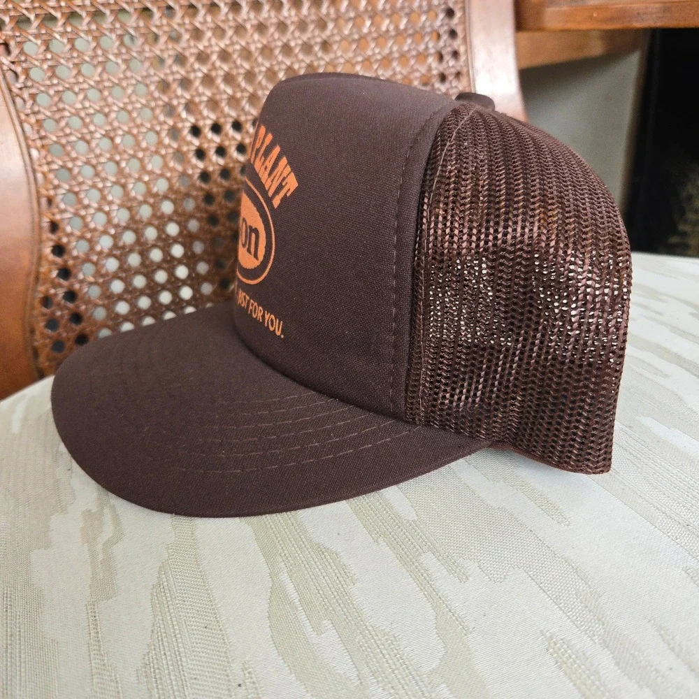 VTG Tyson Cornish Plant Hat Brown YoungAn OSFA Mesh Back Snapback‎ Trucker EUC